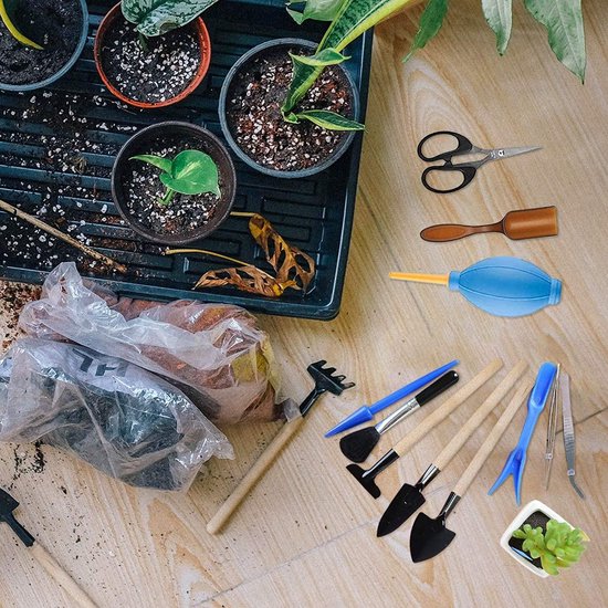 16 pièces bonsaï outils cisailles de jardin, cisailles pliantes, mini  râteau, ensemble