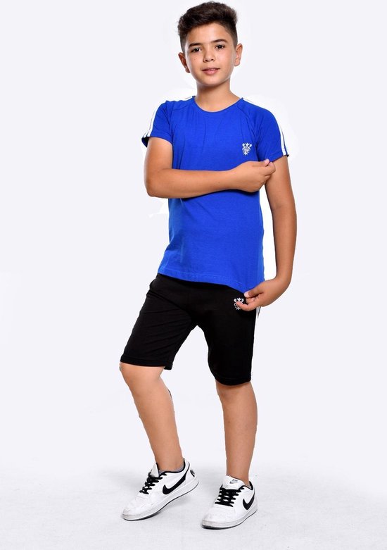 Sportkleding Set / Gympak - T-Shirt en Korte Broek - 110/116 - Jongens  Blauw | bol.com