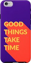 Apple iPhone 6/6S Telefoonhoesje - Extra Stevig Hoesje - 2 lagen bescherming - Met Quote - Good Things - Paars