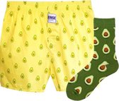 Binkie Compleet Box | Avocado Boxershort maat M/L en Avocado Sokken maat 43-46 | Cadeau voor Hem