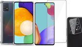 Samsung Galaxy A52 Hoesje Transparant Shock Case - 1x Samsung A52 Hoesje + 1x Screenprotector Glas + 1x Camera Screen Protector