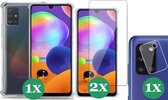 Samsung Galaxy A31 Hoesje Transparant Shock Case - 1x Samsung A31 Hoesje + 2x Screenprotector Glas + 1x Camera Screen Protector