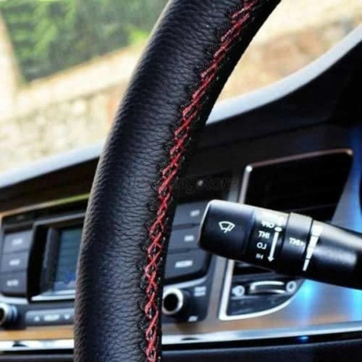 Couvre Volant de Voiture PU Cuir NOIR Avec Aiguille Et Fil Noir Housse DIY