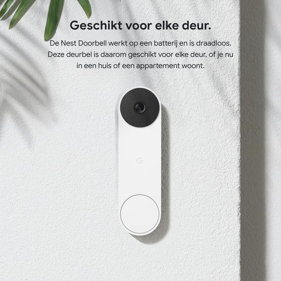 Google Nest Videodeurbel - Deurbeldrukker - Batterij - Wit