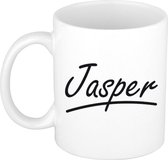 Jasper naam cadeau mok / beker met sierlijke letters - Cadeau collega/ vaderdag/ verjaardag of persoonlijke voornaam mok werknemers