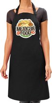 Mexican food schort / keukenschort zwart voor dames - kookschorten / keuken schorten