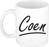 Coen naam cadeau mok / beker met sierlijke letters - Cadeau collega/ vaderdag/ verjaardag of persoonlijke voornaam mok werknemers