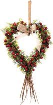 Kerst hanger - Natuurlijk hart | 47 cm | Decoratief kerst hart gemaakt van natuurlijke materialen | Rood