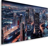 Schilderij - Dubai bij nacht, prachtig overzicht, 4 maten, premium print