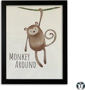 Babykamer Posters | Aap | 21x30 cm | Diverse Diertjes | Kinderkamer | Babykamer | Jongen en Meisje | Poster Babykamer | Canvas | Wanddecoratie | Kinderposters | Cadeau | Baby Dieren | Nordic 