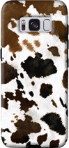Samsung Galaxy S8 Telefoonhoesje - Extra Stevig Hoesje - 2 lagen bescherming - Met Dierenprint - Koeien Patroon - Lichtbruin