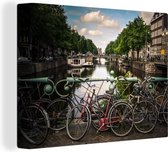 Tableau Toile Amsterdam Vélos Chaîne 90x30cm - Impression Moderne, Déco Murale