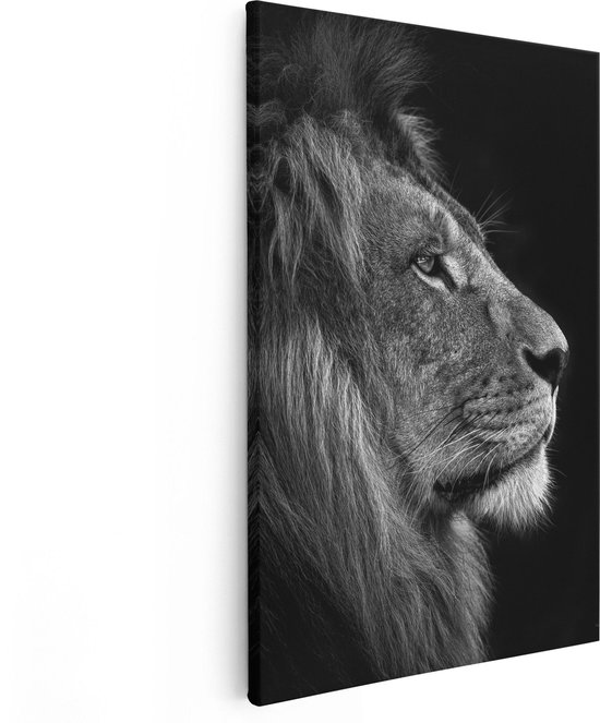 Artaza Peinture Sur Toile Lion - Tête De Lion - Zwart Wit - 40x60 - Photo Sur Toile - Impression Sur Toile