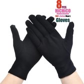 8 Stuks katoenen Handschoen – 8PCS Black Gloves 4 Pairs Soft Cotton Gloves Coin Jewelry Silver Inspection Gloves Stretchable Lining Glove - Handschoenen 100% katoenen Zwart Maat L
