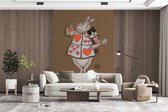 Papier peint - Papier peint photo Lapin - Alice au pays des merveilles - coeurs - Largeur 175 cm x hauteur 240 cm