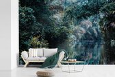 Behang - Fotobehang Planten - Jungle - Water - Breedte 450 cm x hoogte 300 cm