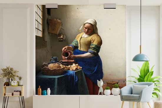 Behang - Fotobehang Het melkmeisje - Johannes Vermeer - Breedte 220 cm x  hoogte 240 cm | bol.com