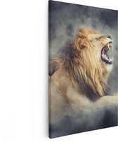 Artaza Canvas Schilderij Brullende Leeuw - 80x120 - Groot - Foto Op Canvas - Canvas Print