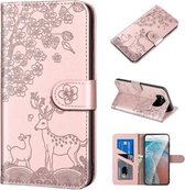 Voor Geschikt voor Xiaomi Poco X3 Sika Herten Embossing Patroon Horizontale Flip PU Lederen Case met Houder & Kaartsleuf & Portemonnee & Fotolijst (Rose Goud)