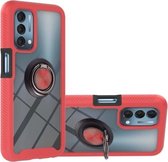 Voor OPPO A54 5G/A74 5G/A93 5G Sterrenhemel Effen Kleur Serie Schokbestendige PC + TPU Beschermhoes met Ring Houder & Magnetische Functie (Rood)