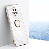 Voor Xiaomi Redmi K30 Pro XINLI Straight 6D Plating Gold Edge TPU Shockproof Case met ringhouder (wit)
