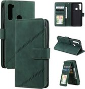 Voor Xiaomi Redmi Note 8 Skin Feel Business Horizontale Flip PU Lederen Case met Houder & Multi-kaartsleuven & Portemonnee & Lanyard & Fotolijst (Groen)