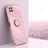 Voor Huawei nova 6 SE XINLI Rechte 6D Plating Gold Edge TPU Shockproof Case met Ring Houder (Cherry Purple)