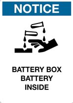 Notice sticker Battery box, battery inside, staand 297 x 210 mm (A4)