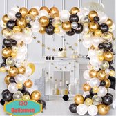 Baloba® BallonnenBoog zwart, goud - Feest Versiering met Papieren Confetti Ballonnen - Verjaardag Bruiloft Versiering - 120 Helium Ballonnen