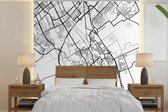 Behang - Fotobehang Kaart - Delft - Zwart - Wit - Breedte 350 cm x hoogte 350 cm