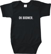 Baby romper met korte mouw - OK BOOMER - Romper korte mouw - Zwart - Maat 62/68