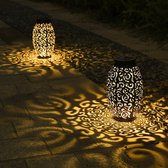 Homèlle Solar Tuinlantaarn met nachtsensor - 2 stuks - Tuinverlichting op zonne-energie - Kerstverlichting - Buitenverlichting - Buitenverlichting - LED - Donker brons/ goud - IP65 waterdicht