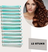 BeautyFit - Permanentwikkels 12 stuks - Heatless Curls - Haarrollers - Krulspelden - Krullen Zonder Hitte - Wave Formers - Krullers blauw