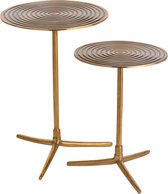 J-Line Set Van Twee Bijzettafels Rond Cirkels Aluminium Goud/Zwart