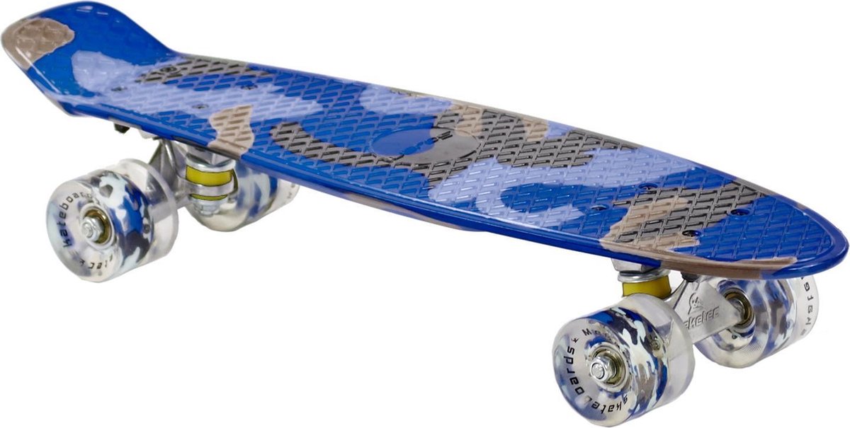 Sajan - Skateboard - LED - Penny board - Camouflage Blauw - 22.5 inch - 56cm - Skateboard met Verlichting — afbeelding 6