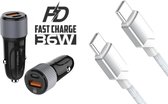 Autolader USB-A & USB-C met USB-C Oplaadkabel - Snellader - Auto Lader - Sigarettenaansteker Oplader - Geschikt voor Nokia 4.2/4.3/5.1/5.2/5.3/5.4/6/6.1/6.2/6.3/7/7.1/7.2/Lumia/Nokia 9 Pure V