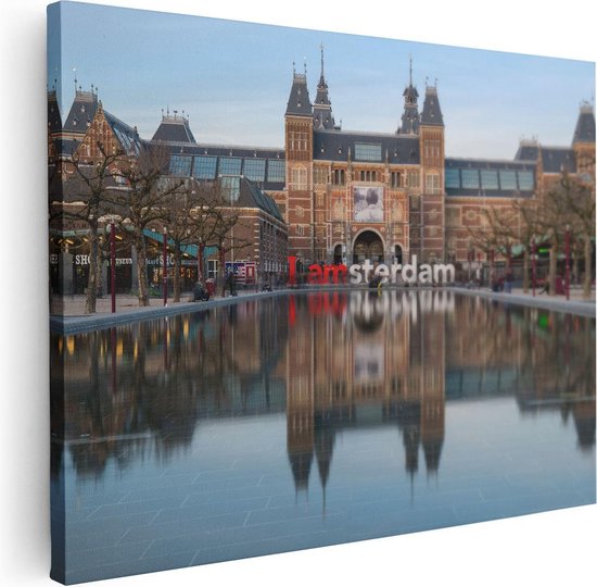 Artaza Canvas Schilderij Amsterdam Rijksmuseum - I Amsterdam Tekst - 40x30 - Klein - Foto Op Canvas - Canvas Print
