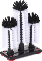 Veluw Glazenspoelborstel Hoog - 3 Nylon Borstels - 19 x 10 x (H)25cm
