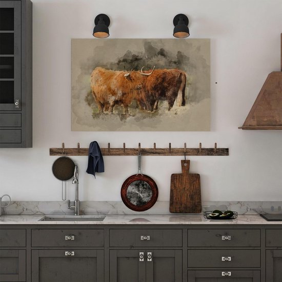 Artaza Peinture Sur Toile Deux Vaches Highlander Écossaises - Abstrait - 60x40 - Photo Sur Toile - Impression Sur Toile