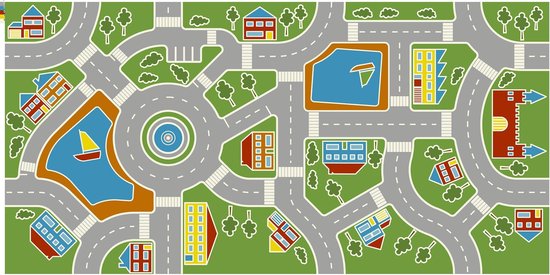 JYG VINYSTREET Hygiënisch Verkeersmat 100x133 cm - Verkeerskleed - Speelkleed- Speeltapijt - Speelmat - Stratentapijt - afwasbaar vinyl - Belgische Kwaliteit van JYG — afbeelding 3