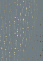 Kerstcadeaupapier Stars Falling Grey Gold- Breedte 40 cm - 200m lang