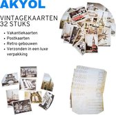 Akyol - 32 Vintage kaarten set - Postkaarten Box - Retro gebouwen- Prachtige oude wenskaarten Old school reis postkaarten - Vakantiekaarten - Wenskaarten zonder tekst - Ansichtkaar