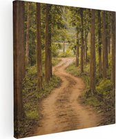 Artaza Canvas Schilderij Pad In Het Bos Met Bomen - 80x80 - Groot - Foto Op Canvas - Canvas Print