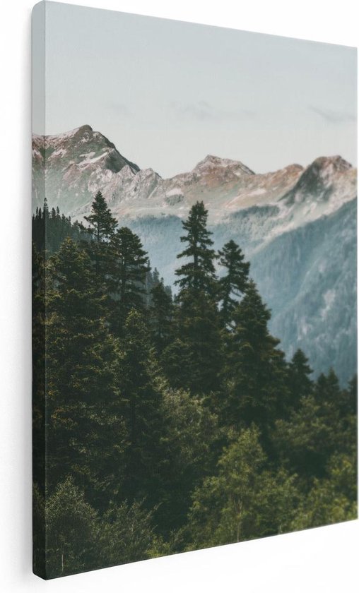 Artaza - Peinture Sur Toile - Forêt Avec Des Arbres Dans Les Montagnes - 60x80 - Photo Sur Toile - Impression Sur Toile