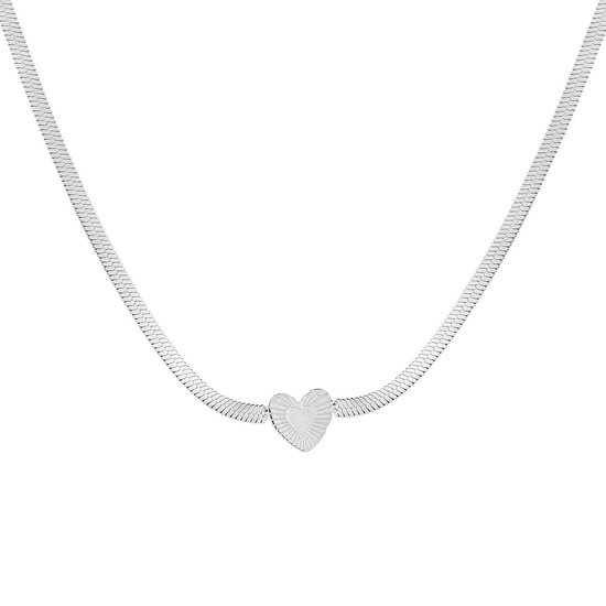 Michelle Bijoux Ketting Hart Slang Schakel JE13562 Zilver