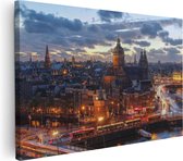 Artaza - Peinture sur toile - Vue aérienne du Centrum -ville d' Amsterdam Coucher de soleil - 30x20 - Klein - Photo sur toile - Impression sur toile