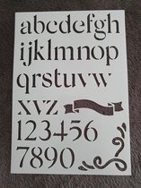 Alfabet klein + cijfers, A5 stencil, kaarten maken, scrapbooking