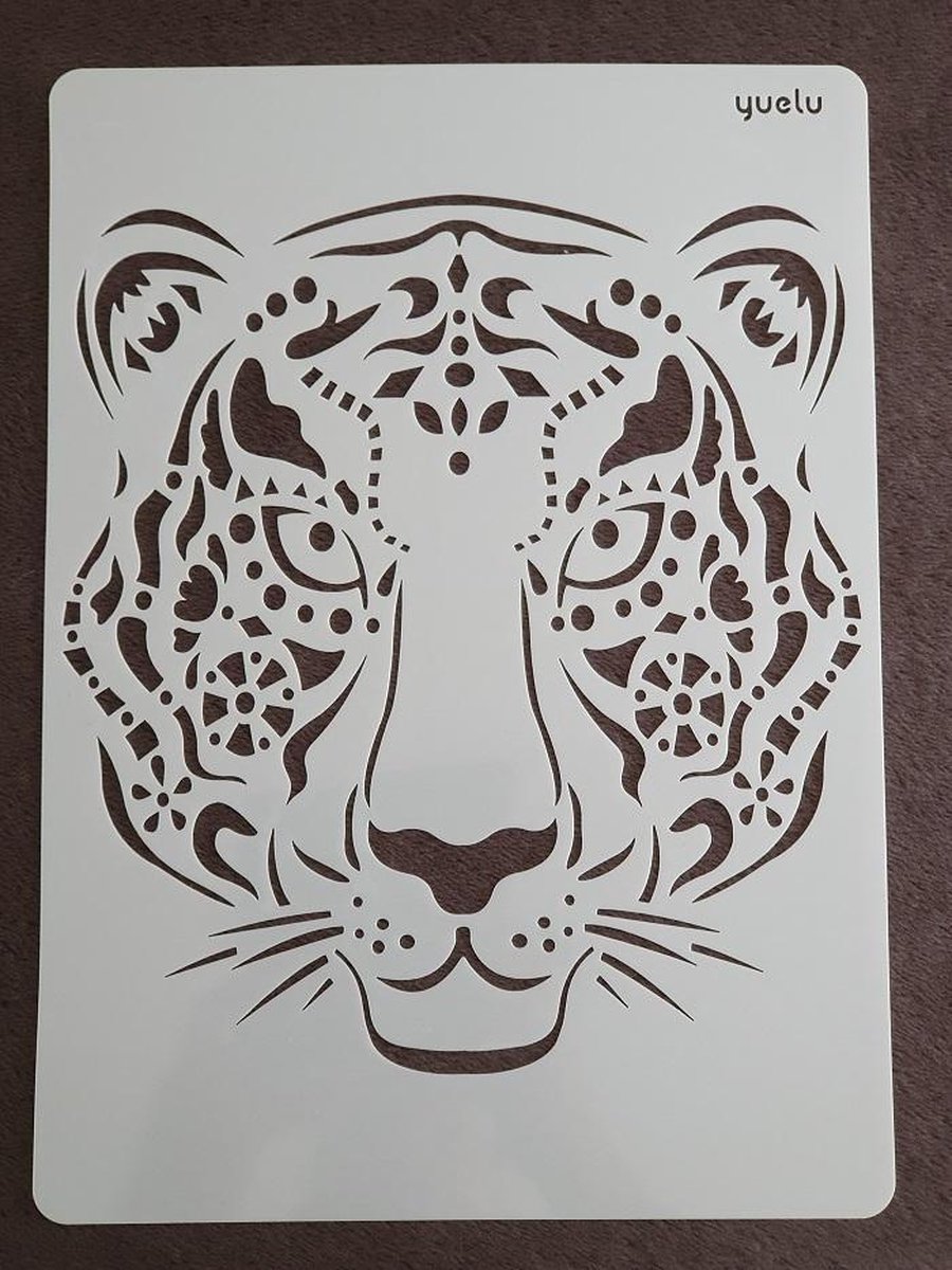Cheeta kop, stencil, kaarten maken, scrapbooking, A4 formaat