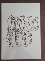 Lopende tijger, stencil, kaarten maken, scrapbooking, A4 formaat