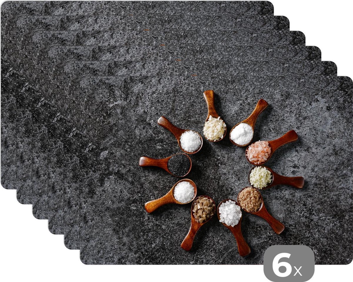 Placemat - lepels met kruiden - 45x30 cm - 6 stuks